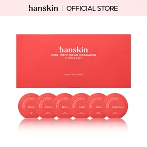 Hanskin Code-on DD Cream Foundation Starter Pack Full Coverage Korean BB Cream Liquid Skin Tint Semi-Matte Finish Lightweight Pore-Perfecting Base, 0.05 Fl Oz * 6colors (STARTER PACK)