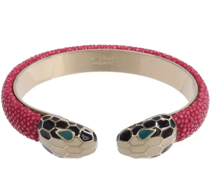 Pre-owned Bvlgari Leather & Enamel Serpenti Forever Bracelet cj9877