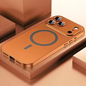 2026 New Alloy Aluminum Metal Frame with MagSafe Magnetic PC Backplate Case for iPhone 17 Pro Max Ultra Thin Phone Cover with Full Coverage Lens Protector Support Wireless Charging Durable Shockproof Casing