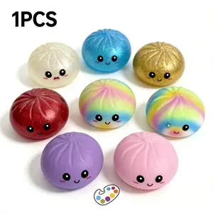 Dumpling Squishy with Box, Soft Sensory Squeeze Toy for Stress Relief, Mystery Glitter Dumplings