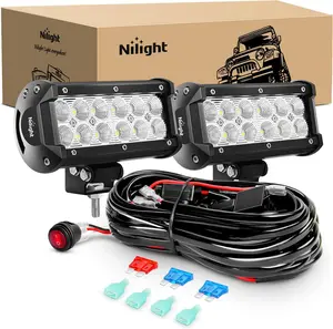 Nilight 2PCS 6.5 Inch 36W Flood LED Light Bar Led Work Light Off Road Driving Light With Off Road Wiring Harness road light road light triple row