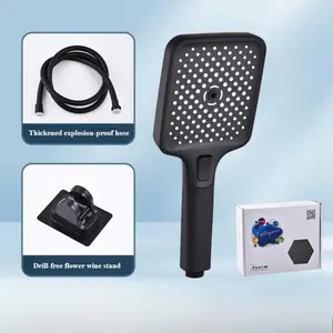 High Pressure 3-mode Handheld Shower Head - Anti-clog Nozzles, Built-in Power Wash to Clean Tub, Tile & Pets, Extra Long Stainless Steel Hose, Wall & Overhead Brackets