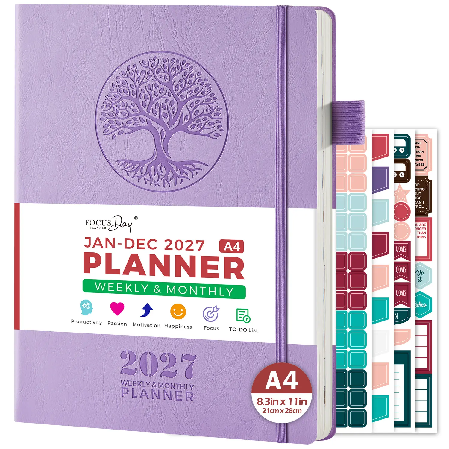 2027 Weekly & Monthly Planner/Calendar, Jan 2027 - Dec 2027, 8.5" x 11", Large Softcover Planner with 12 Monthly Tabs, 4 Planning Stickers, Inner Pocket, A4 Agenda Book for Organizing & Planning