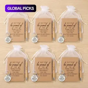 24pcs Inspirational Positive Messages Gift Set with Keychains and Bamboo Retractable Pens, Suitable for Employees, Volunteers, Thanksgiving and Christmas Paper Thank You, Appreciation Bundle, Ecofriendly Thank You Gifts #GLOBAL PICKS