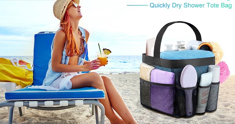 [New Deal] Mesh Shower Caddy Portable for College Dorm Room Essentials with 8 Pockets, Hanging Caddy Dorm Basket, Quick Dry Shower Bag for Bathroom