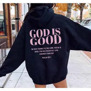 Pink God Is Good Christian Hoodie Bible Verse, Aesthetic Christian, Jesus Hoodie, Church Hoodie, Oversized Hoodie, Religious