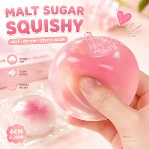 2pce Soft Jelly Apple Squishy Toy Slow Rebound Stress Relief Squeeze Toy Cute ASMR Desk Decor Gift Soft Sensory Squishies