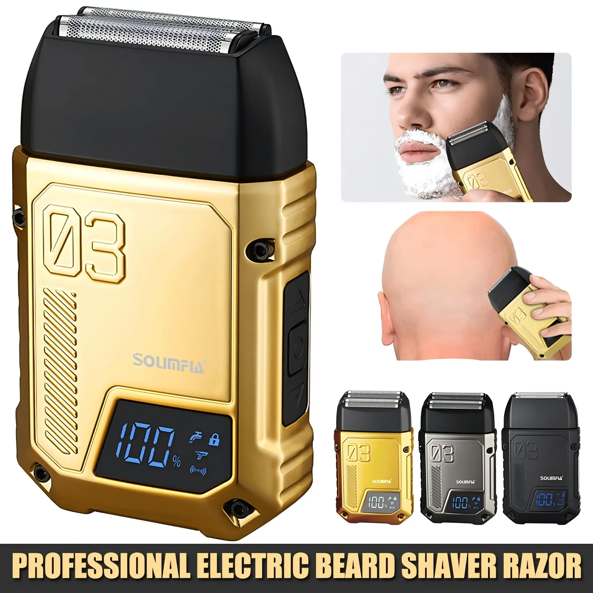 Professional Electric Men's Beard Trimmer Double Foil Shaver Electric Shaver USB Hair Cutting Machine Wet/Dry LED Display Brush Daily Removable，Maquinilla de afeitar eléctrica