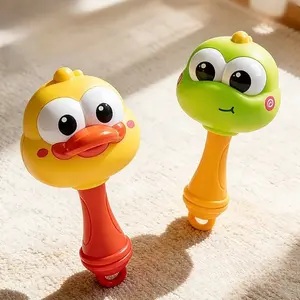 Dinosaur & Duck Rattle Set, Early Education Musical Shakers, Hand Grasping Training Tool, Head Lifting Practice Essentials