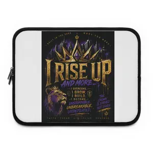 I Rise Up Lion Crown Motivational Laptop Sleeve | Inspirational Quote Design