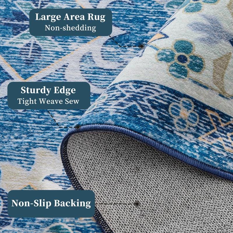 VIPfree Retro Bohemian Area Rugs 2*3FT, Non-Slip Foldable Washable Rugs for Living Room, Entryway, Bedroom, Kitchen and Corridor, Non Shedding