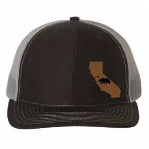 California Bear Vegan Leather Patch Cap – Richardson 112 Hat, California Hat, Leather Richardson Cap, Cap Daddy, Black Charcoal