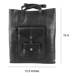 TALL LEATHER TOTE BAG