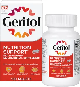 Geritol Multivitamin Supplement, Contains B-Vitamins, Antioxidants, Vitamins C, E & D and Iron, 27 Essential Vitamins and Minerals, Gluten-Free, Non-GMO, No Artificial Sweeteners, 100 Tablets