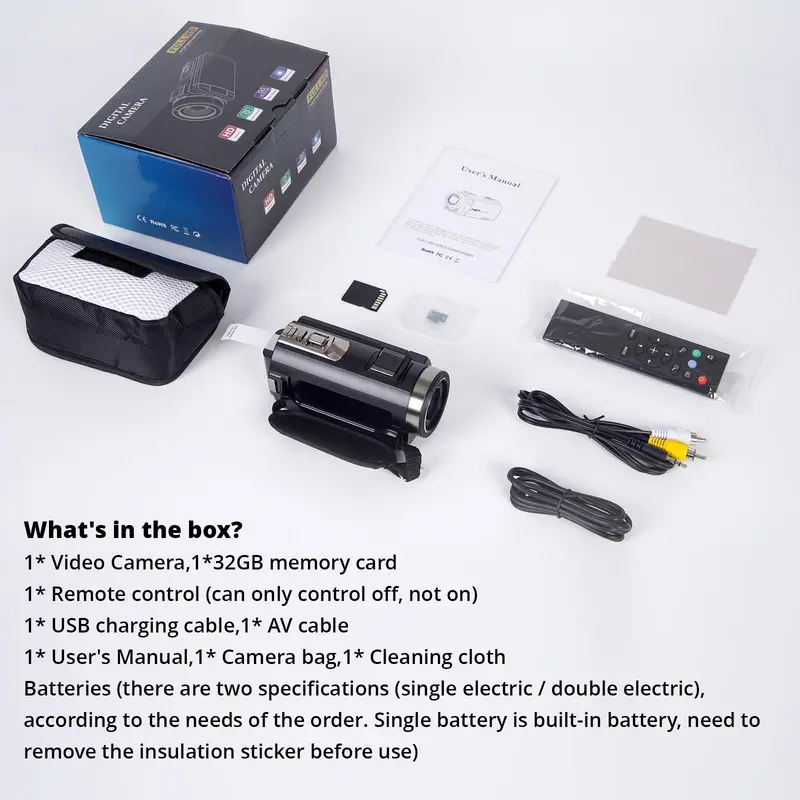 Dvc Camera, Full HD 1080P Video Camcorder, 3-Inch Tft LCD Screen, 270° Rotating IPS Display, Includes Remote & 32GB Memory Card 3