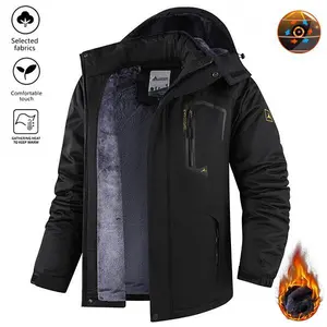 OutdoorKing Warm Men's Winter Snow Jacket with Fleece Lining Waterproof Windproof Hooded Thermal Outdoor Coat for Skiing Hiking Camping Fishing Mountaineering Travel(gift)
