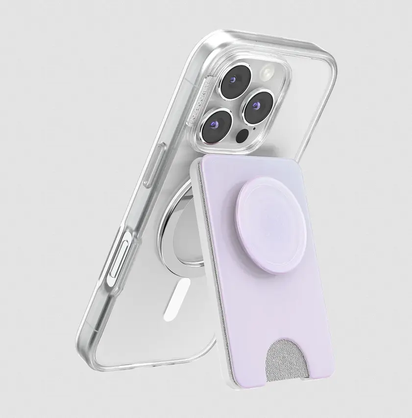 popsockets Opalescent White  MagSafe Kick-Out PopWallet+ & Stand