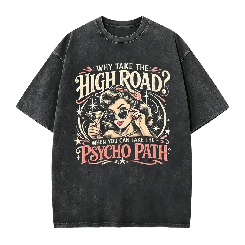 Men's "Psycho Path" Funny Quote T-Shirt, Casual Retro Sarcastic Graphic Tee in Smooth 100% Cotton with a Seamless Design, Top, Shortsleeve, Fabric Womenswear Round Neck, Graphics, Soft, T Shirts