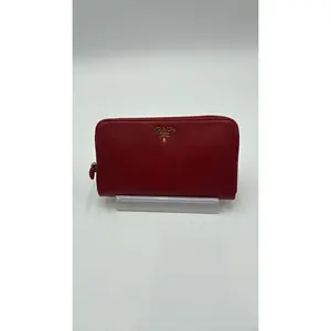Pre-owned PRADA Leather Luxury Bags & Accessories Large saffiano Zip Around Wallet, Red Date Code: 221R. Entrupy ID: C2D3QTC. CHICAGO