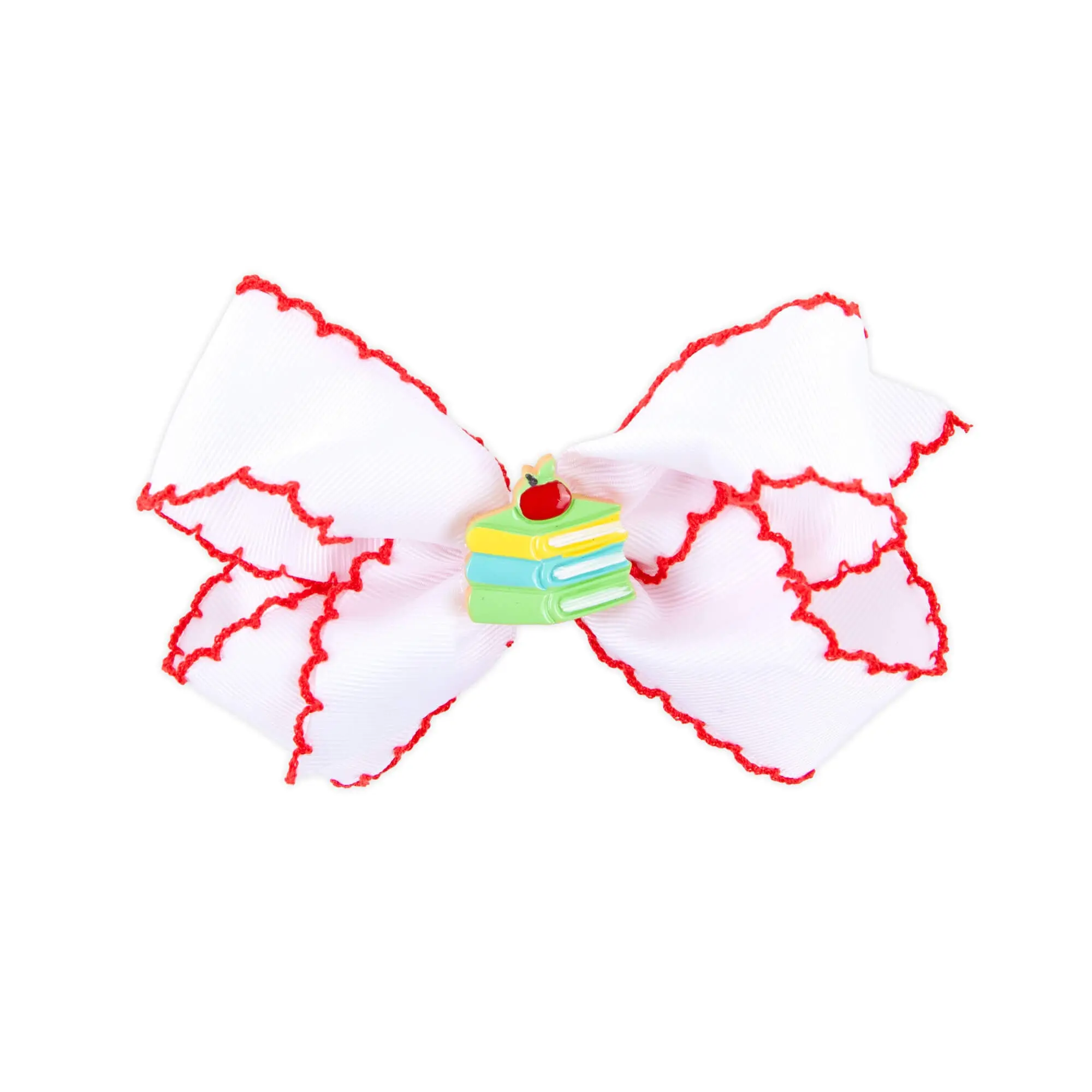 School Book Charm Moonstitch Hair Bow - Girls Back to School Hair Accessory