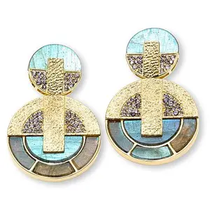 Rarities Gold-Plated Labradorite and Iolite Doorknocker Earrings
