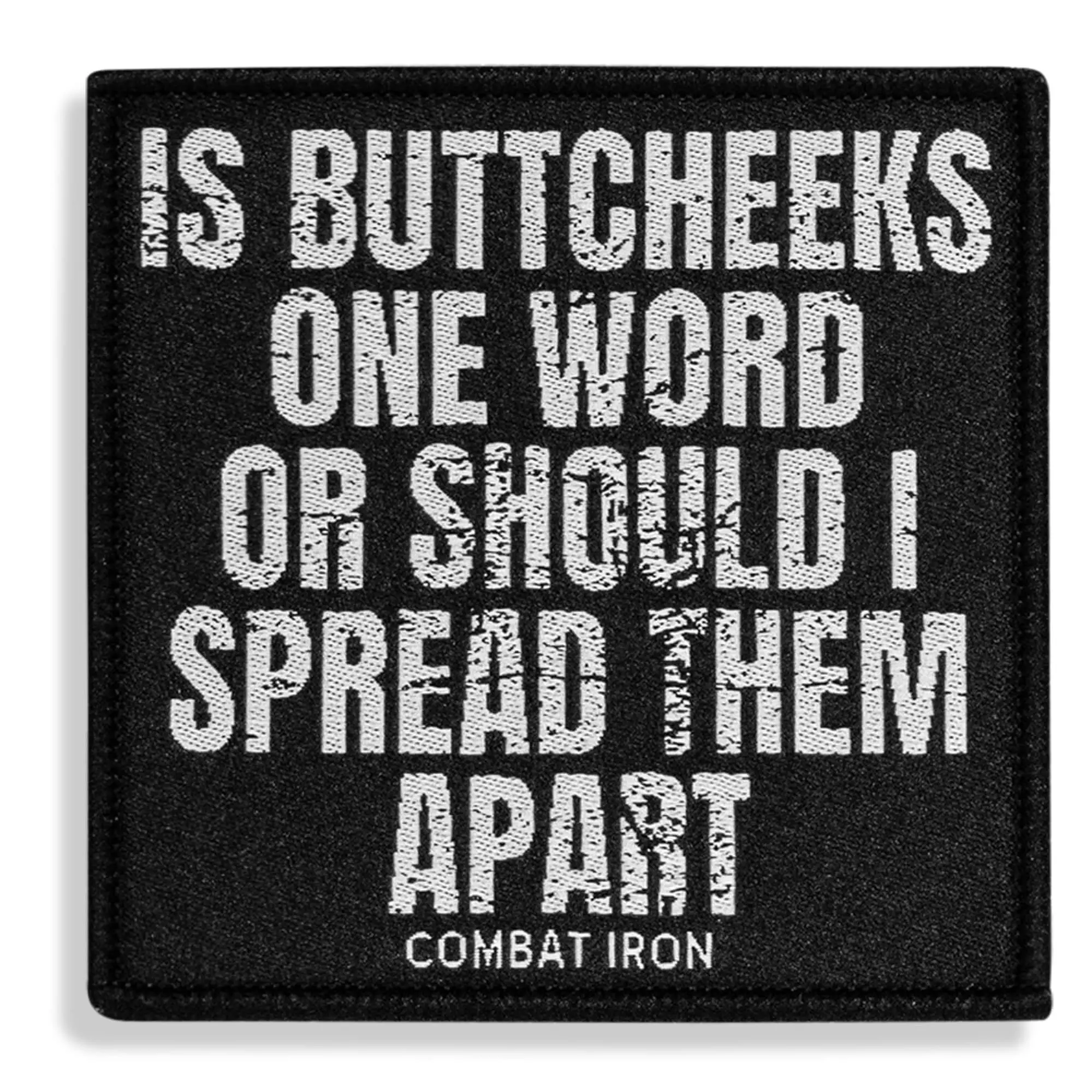 Funny Quote "Is Buttcheeks 1 Word Or Should I Spread Them Apart" PVC Solid Velcro Patch, No-Fade Embroidered Circle Logo, Durable Automotive & Motorcycle Car Interior Decoration Accessory