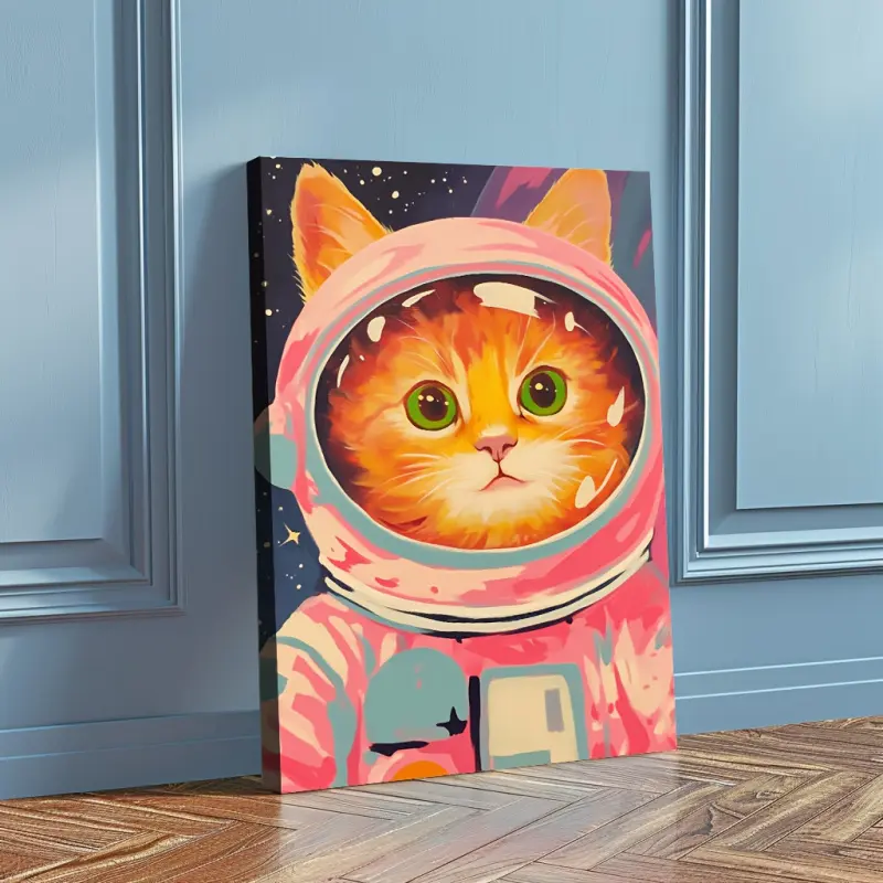 Funny Orange Cat Spaceman Canvas Art - Wooden Framed Wall Decor, Suitable for Living Room, Bedroom, Home Office