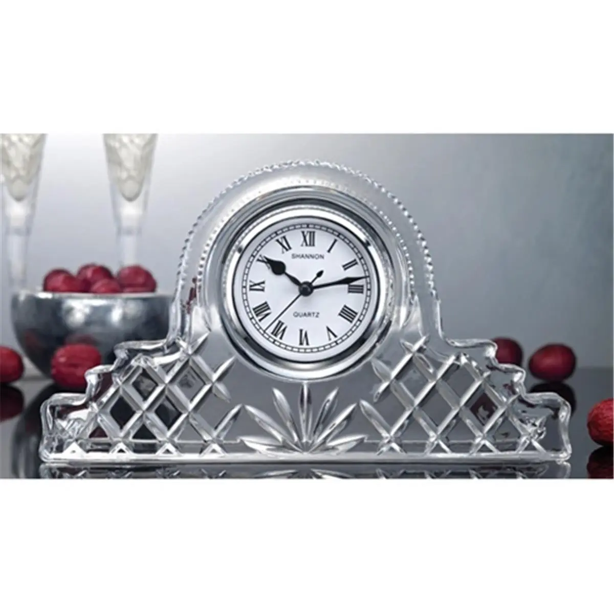 212 MAIN Godinger Dublin Crystal Mantle Clock - Home Decor, Decor Piece, Ideal Gift for Weddings, with Light Feature