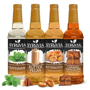 Syruvia Coffee & Dessert Favorites Pack – Peppermint, Butter Pecan, Butterscotch & Caramel Chocolate Flavored Syrup – Great for Coffee, Desserts & More – 25.4 Fl oz (4 Pack)
