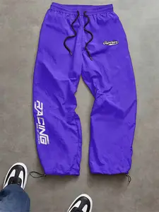 Men's Fashion Casual Sport Pants, Tracksuit Pants, Letter Print, Polyester Fabric, Durable, Adjustable Elastic Waistband, Ideal for Daily Wear, Outdoor Activities