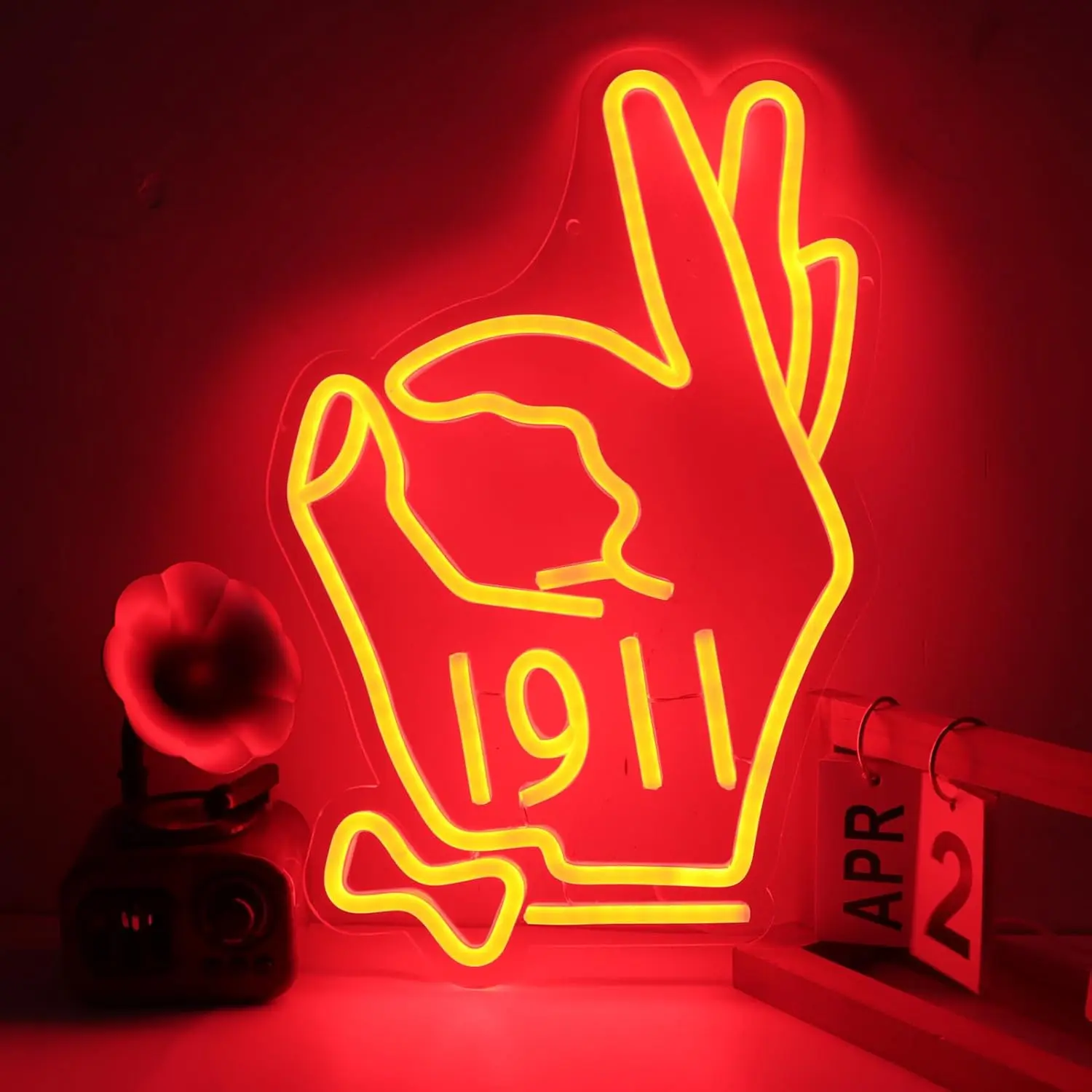 Kappa Alpha Psi 1911 Design LED Neon Light - Vibrant Glow Acrylic Silicone LEDs USB-Powered Fraternity Decoration, 16x10 in Home Wall Decor for Themed Events, KAP Paraphernalia Gift