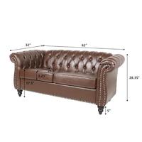 Brown PU 2 Seater Tufted Sofa
