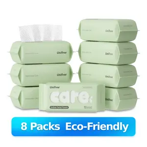 [N] Unifree Disposable Face Towels, Biodegradable Single Use Towelette, Soft Thick Facial Tissues, memorial day