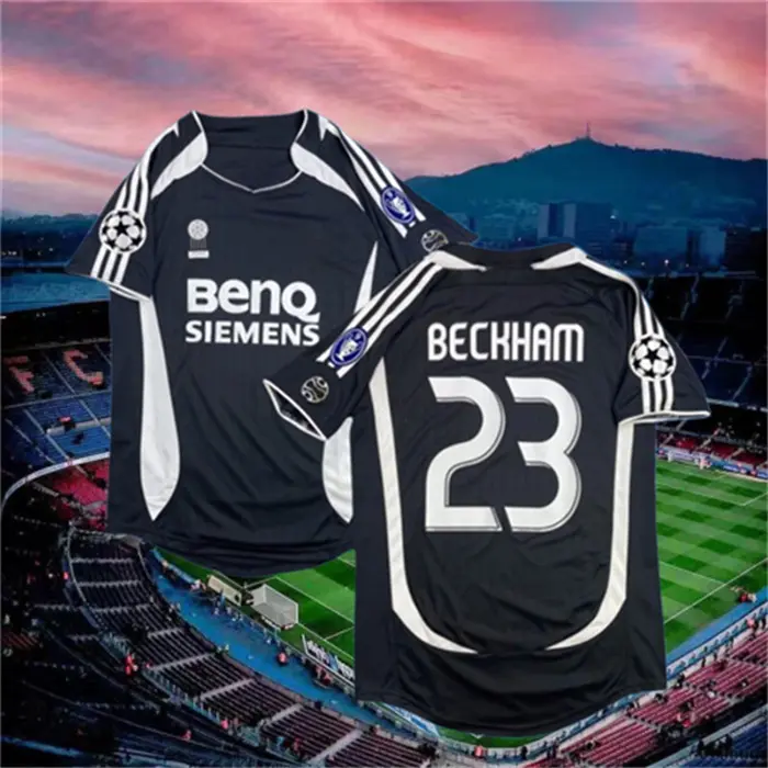 06 07 Away Retro Black No.23 Beckham short sleeve Soccer jersey
