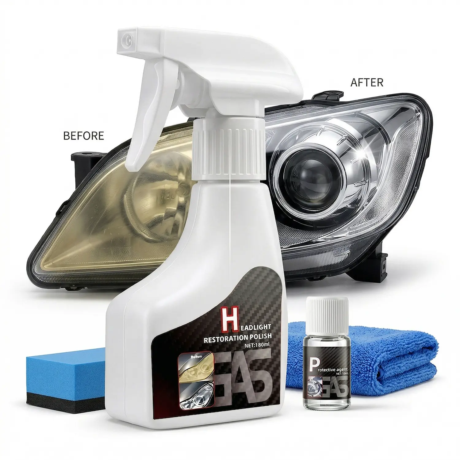 Car Headlight Restoration Repair Polishing Kits,Anti-Yellowing And Fogging, No Grinding Required for All Vehicle Types,Brings Headlights Back to Like New Condition