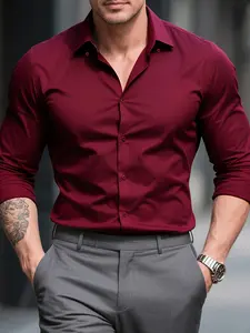 Men's Business Shirt Cs366, Long Sleeve, Classic Point Collar, Office, Formal & Party Wear, Fitted Design, All Seasons, Business Dress Shirts