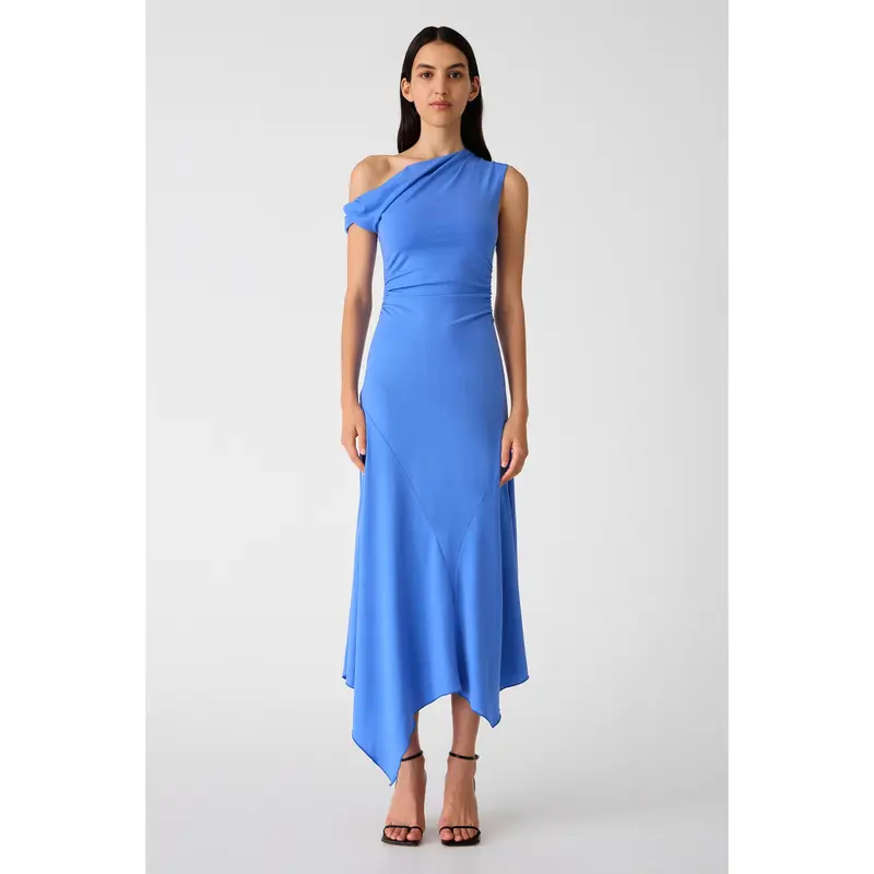 green emerald velvet dress CASIMIRA CORNFLOWER BLUE SATIN CORSET MIDI DRESS