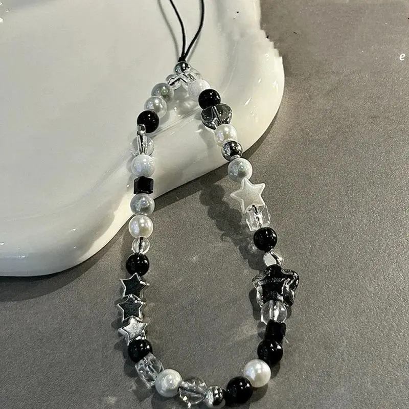 Star & Faux Pearl Decor Beaded Phone Chain, Cute Phone Lanyard, Fashion Phone Strap for Women & Girls, Mobile Phone Decoration Accessories, Phone Charms, Phone Accessory, Cell Phone Accessories, Cellphone Lanyard Chain