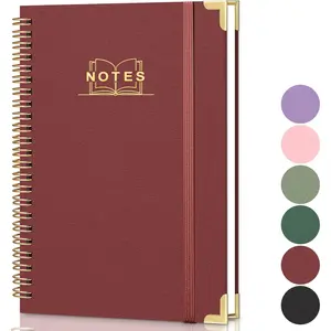 Lined Spiral Journal Notebook, A5 Hardcover Spiral Notebook for Work, 5.7''x8.2'', 100GSM Thick Paper Spiral Bound Journaling Notebooks for Women & Men Office School Note Taking Business, Burgundy