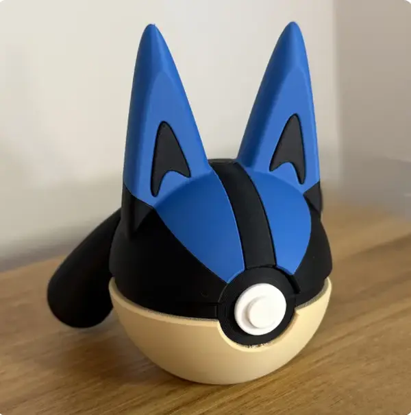 #0448 Lucario Ball - 3D Printed Pokeball Figure, High-Quality PLA, Made to Order, Collectible Display Piece