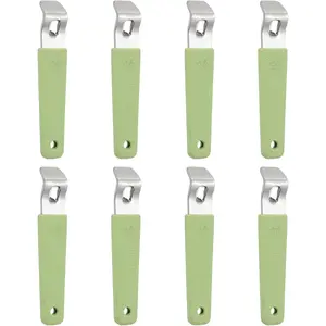 8-Pack Stainless Steel Vial Decapper Portable Lightweight Hanging Kitchen Utensils, Mini Keychain Bottle Opener for Oral Liquid Caps, Green