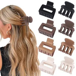 Hair Claw Clips Set, 8 Counts/set Matte Non-slip Hair Claw Clips, Heatless Styling Tools for Women & Girls, Hair Accessories for Daily Use, Flat Claw Clips, Hair Claws Set