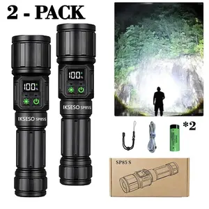 2-Pack High-Lumen Rechargeable LED Flashlights — Ultra-Bright, 9 Modes with COB Light, Tactical Accessories, Zoomable Handheld Torch for Outdoor Emergency Signaling and Backyard BBQs, Adjustable Brightness, Labor Day Spotlight