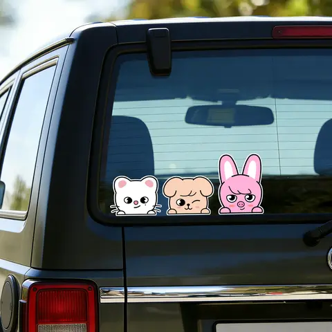 Staysticker Cute Self-Adhesive Cartoon Graphic Car Stickers - 4.5in Automotive Vinyl, Easy to Apply Multipurpose Accessory for DIY Vehicle Decoration, Car Exterior Upgrade, Birthday Gift Option