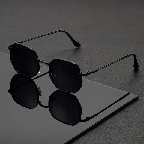 Elegant Geometric Metal Frame Glasses, Classic-Style Stylish Glasses with Timeless Design for All Face Shapes, Perfect for Photography and Music Festivals, Geometric Cool Sunglasses