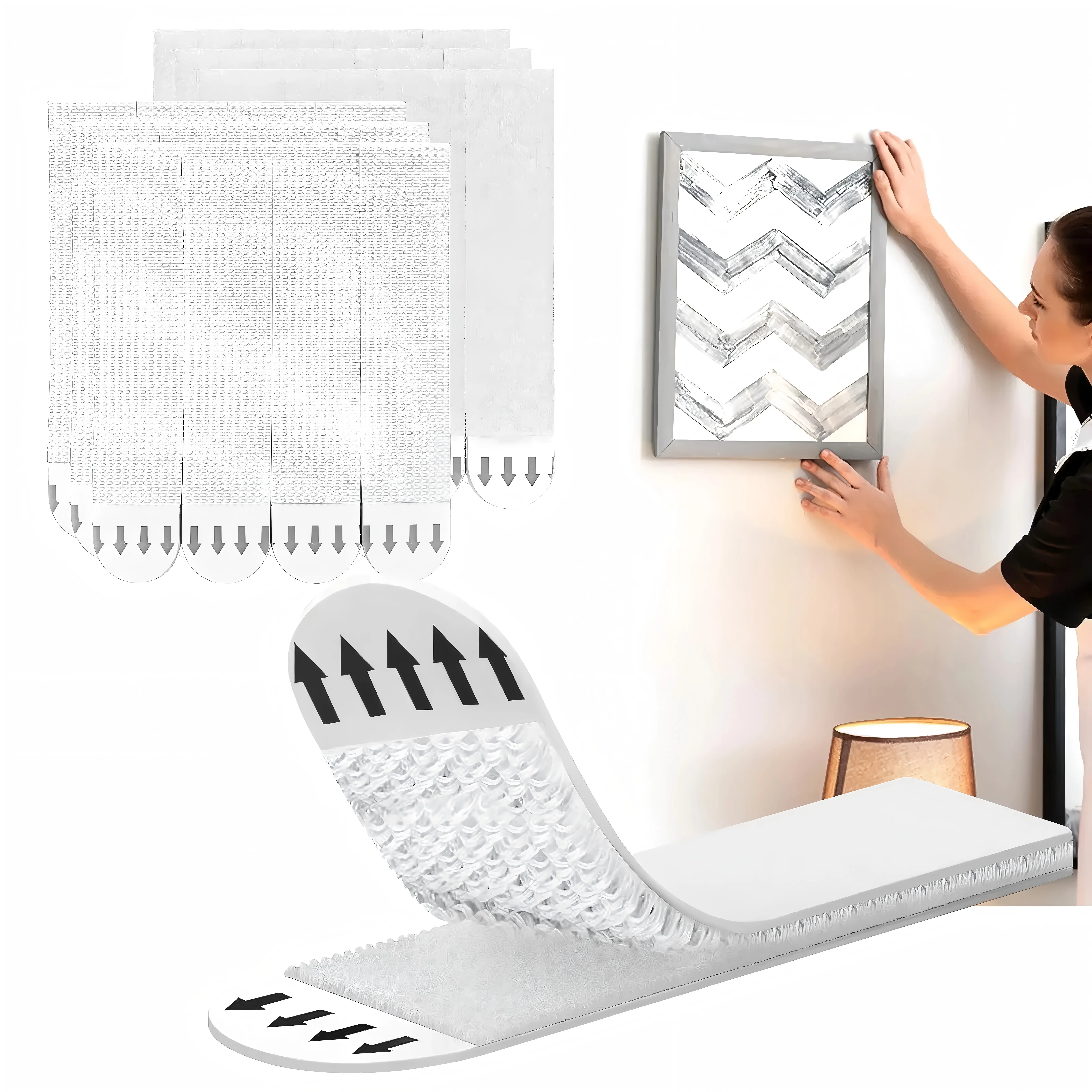 【DealsForYouDays】Large Picture Hanging Strips Heavy Duty, 16Pairs/32Pairs Sticky Picture Hangers for Walls No Damage Wall Picture Hangers Without Nails Refill Adhesive Poster Strips