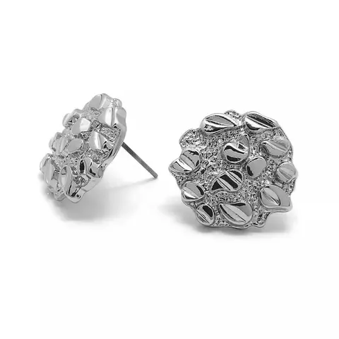 MaxBling81 High Quality Nugget Stud Earrings - Unisex Daily Casual, Brass-Coated Silver Metal Earrings with Metal Coating, Surgical Steel Posts, 10mm/12mm Sizes, High Polish Costume Jewelry