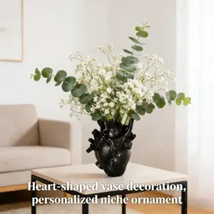 New Creative Anatomical Heart Shaped Vase, Nordic Style Resin Craft, Unique Personalized Home Decor Ornament, Ideal for Living Room, Bedroom, Entryway, Can Hold Dried or Fresh Flowers, Artistic Desktop Decoration, Centerpiece, Versatile, Decorative