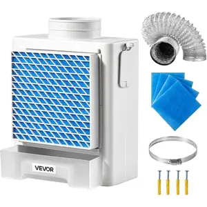 VEVOR 3-in-1 Indoor Dryer Vent Kit,Premium ABS Material with Water Drawer Fits 4 inch Exhaust Port, Smart Overheating Reminder Exhaust Hood & with 4 Purification Pads,For Electric Clothes Dryers