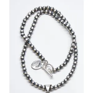 6MM Oxidized Silver Bead Necklace